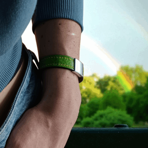 bracelet en cuir vert