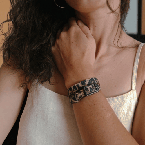 bracelet double tour léopard