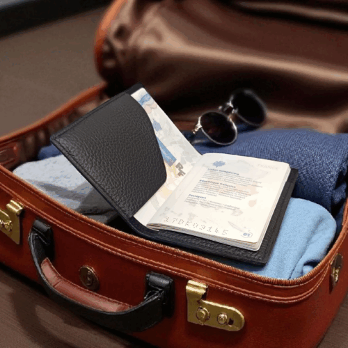 Protège passeport en cuir
