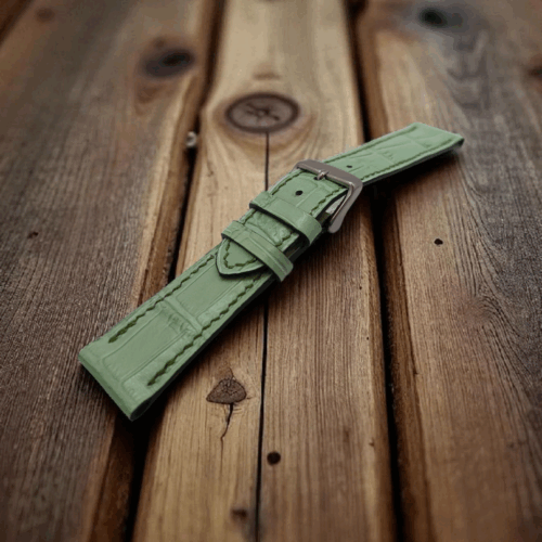 bracelet de montre en cuir de croco vert