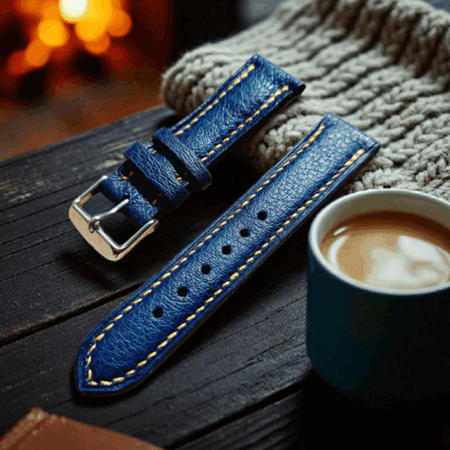 bracelet de montre ne cuir bleu